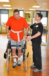 Matt Carrier is shown in a rehabilitation session.